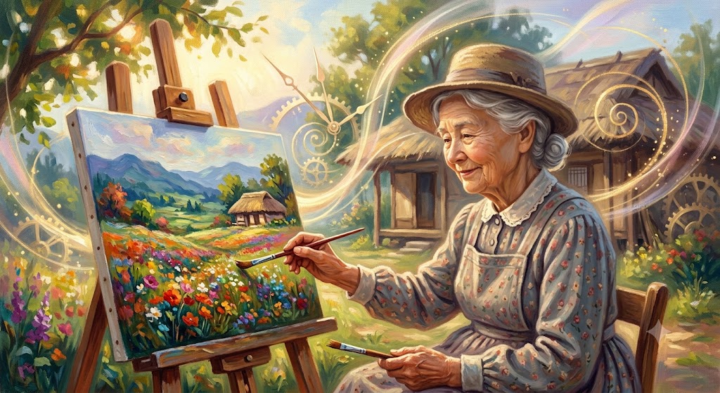Moses 할머니 화가를 보여주는 인포그래픽