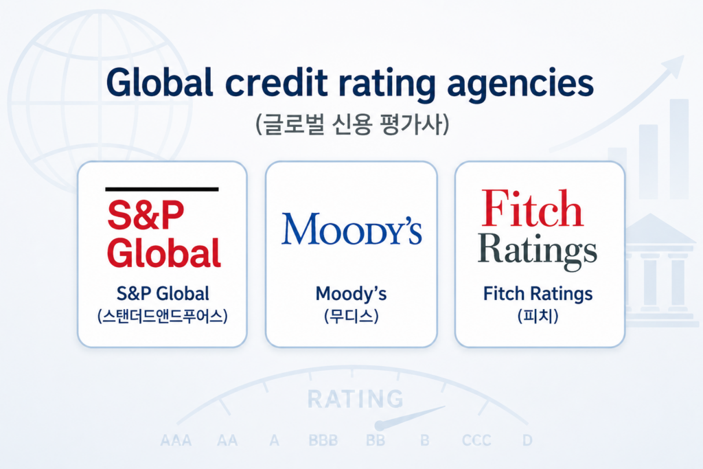 Global credit rating agencies를 보여주는 인포그래픽