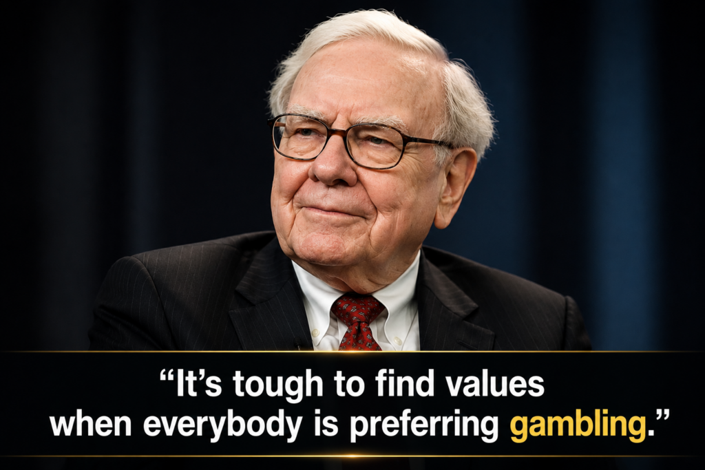 Warren Buffett이 모두가 도박을 택하면 가치투자는 더 어려워진다는 것을 말하고 있는 인포그래픽