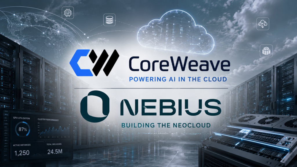 Neocloud 기업인 코어위브와 네비우스의 실적이 폭발한 것을 보여주는 인포그래픽

