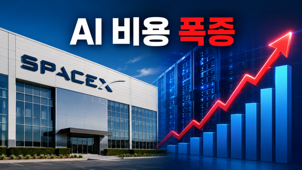 SpaceX의 첫 실적 발표 결과 AI 비용 폭증 발생을 보여주는 인포그래픽