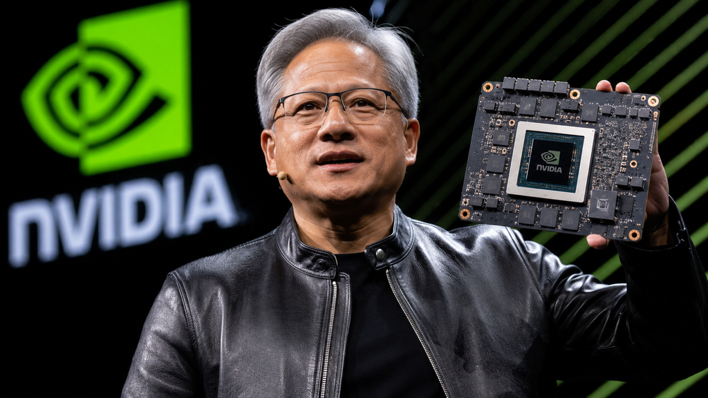 2분기 실적 발표를 앞둔 Nvidia의 CEO 젠슨 황의 모습을 보여주는 인포그래픽