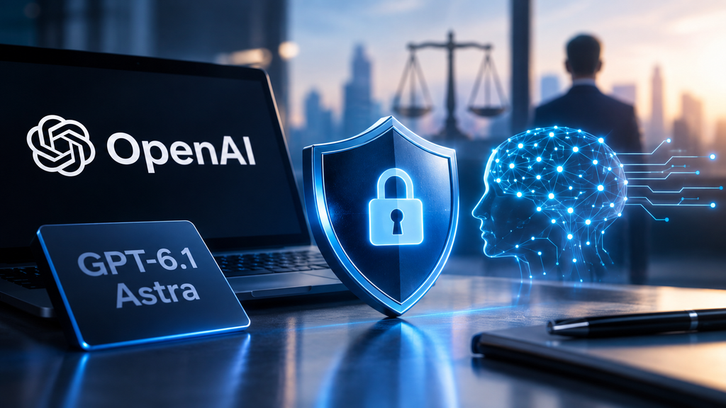 OpenAI가 GPT-6.1 Astra 출시를 철회한 것을 상징하는 인포그래픽
